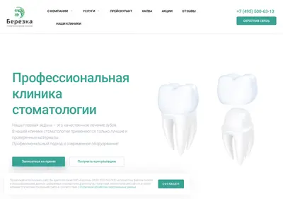 Снимок главной страницы berezkadent.ru