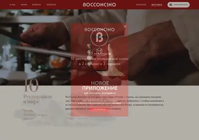 Снимок главной страницы bocconcino.ru