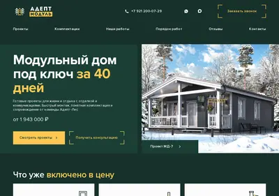 Снимок главной страницы adeptmodul.ru