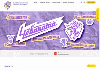 Снимок главной страницы chevakatabasket.ru