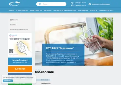 Снимок главной страницы bervodokanal.ru