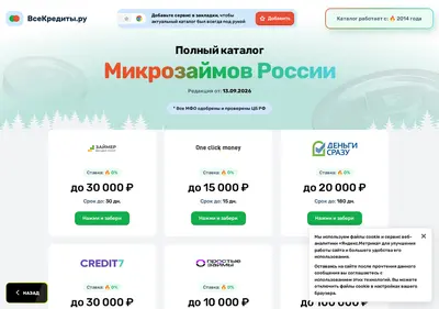 Снимок главной страницы vsekredity.su