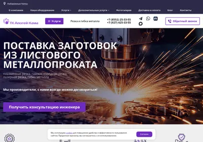 Снимок главной страницы apogeykama.ru