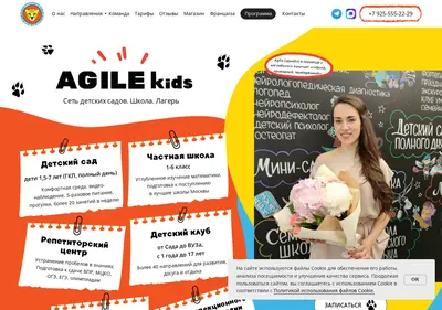 Снимок главной страницы agilekids.ru
