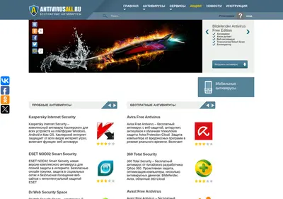 Снимок главной страницы antivirusall.ru