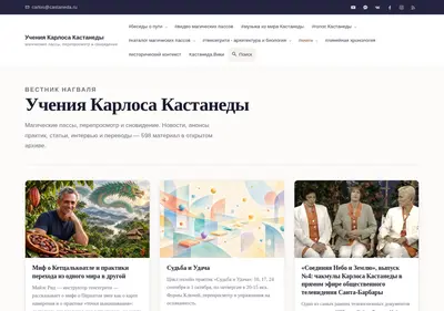 Снимок главной страницы castaneda.ru