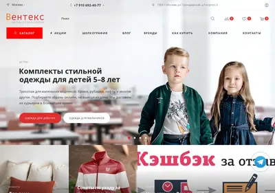 Снимок главной страницы ventex.su