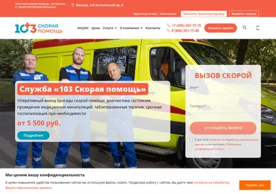 Снимок главной страницы 103skoraya.ru
