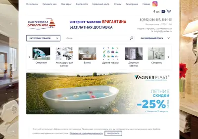 Снимок главной страницы brigantina-irk.ru