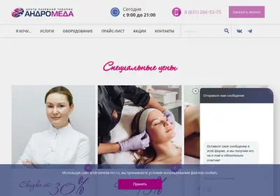 Снимок главной страницы andromeda-nn.ru