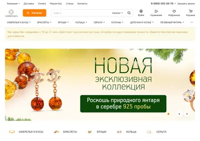 Снимок главной страницы amberika.ru