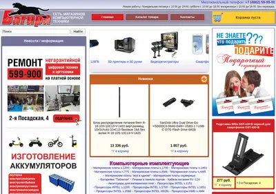 Снимок главной страницы bagiracomp.ru
