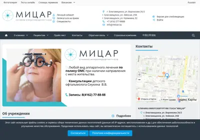 Снимок главной страницы mitzar.su