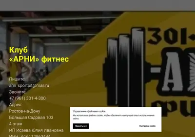 Снимок главной страницы arnifitness.ru