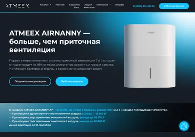 Снимок главной страницы atmeex.ru