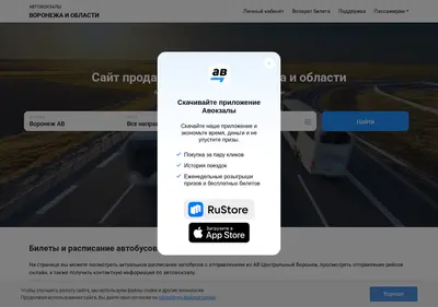 Снимок главной страницы avtovokzal36.ru