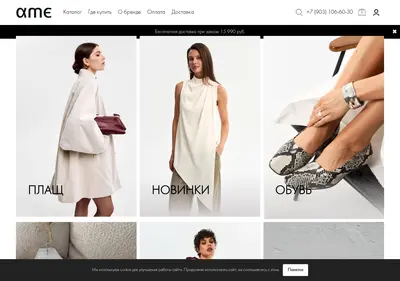 Снимок главной страницы ame-store.ru