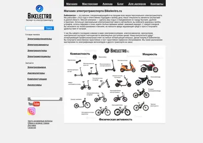 Снимок главной страницы bikelectro.ru