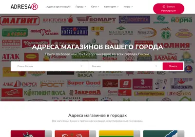 Снимок главной страницы adresar.ru