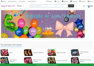 Снимок главной страницы 24shariki.ru