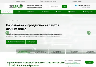 Снимок главной страницы alexfine.ru