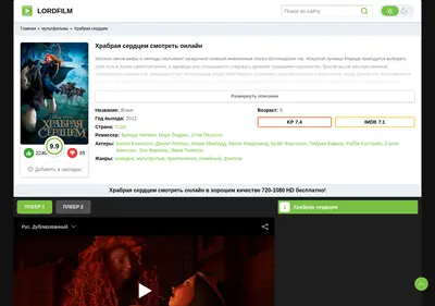 Снимок главной страницы brave-princess-lordfilm.ru