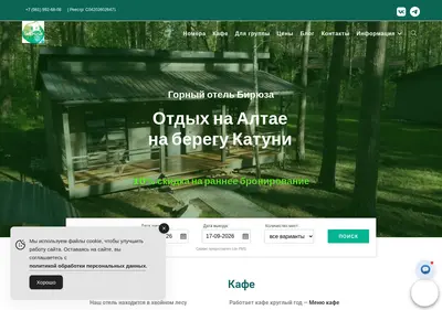 Снимок главной страницы biruza-hotel.ru