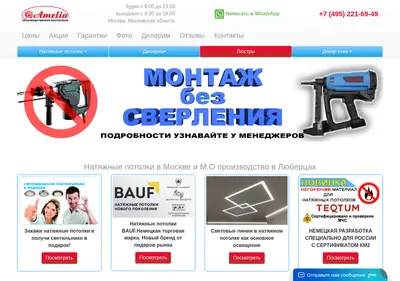 Снимок главной страницы ameliawork.ru