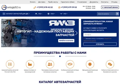 Снимок главной страницы avtogip52.ru
