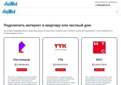 Снимок главной страницы anynet.su