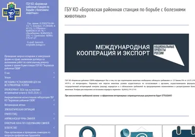 Снимок главной страницы borovsk-vet.ru