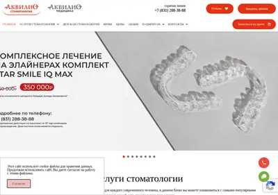 Снимок главной страницы akvilio.ru