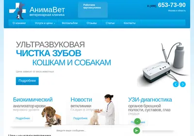 Снимок главной страницы anima-vet.ru