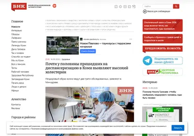 Снимок главной страницы bnkomi.ru