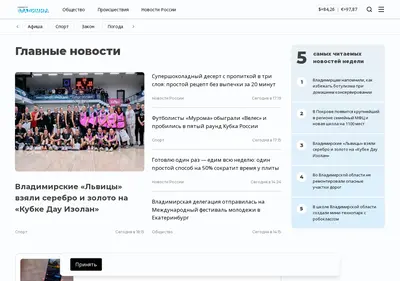 Снимок главной страницы 33-news.ru