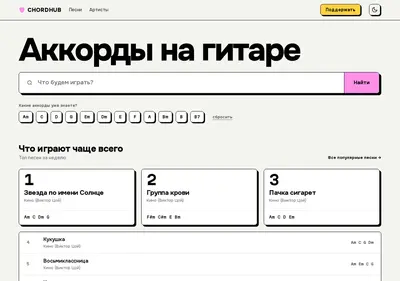 Снимок главной страницы chordhub.ru