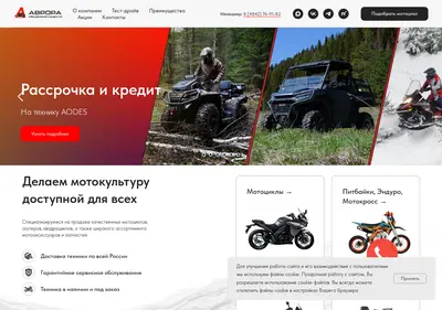 Снимок главной страницы auroramoto40.ru