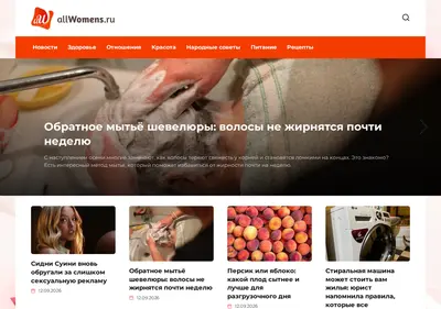 Снимок главной страницы allwomens.ru
