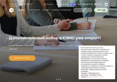 Снимок главной страницы kems.su