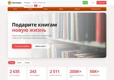 Снимок главной страницы bookcrossing.ru