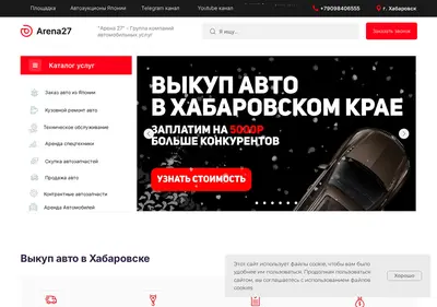 Снимок главной страницы arena27.ru