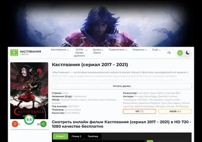 Снимок главной страницы castlevaniy-lordfilm.ru