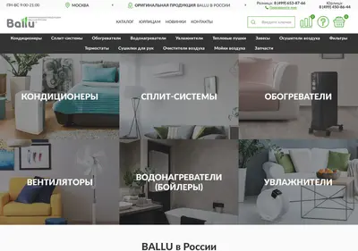 Снимок главной страницы ballu-store.ru
