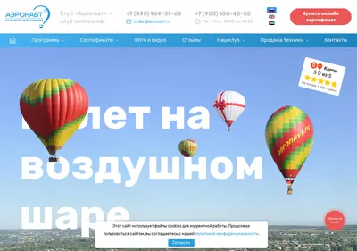 Снимок главной страницы aeronavt.ru