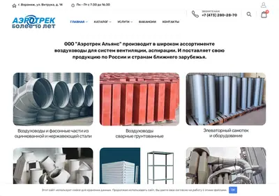 Снимок главной страницы aerotrek.ru