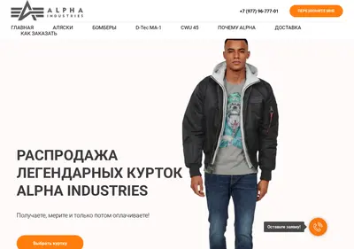Снимок главной страницы alphakurtki.ru