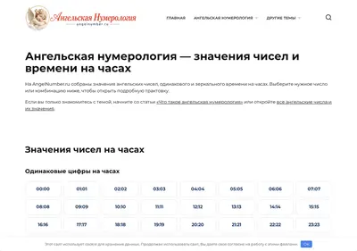 Снимок главной страницы angelnumber.ru