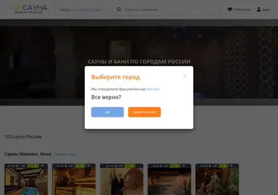 Снимок главной страницы 101sauna.ru