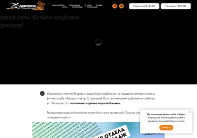 Снимок главной страницы avrora-fitness.ru