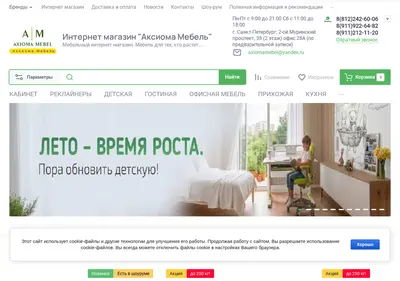 Снимок главной страницы axiomameb.ru